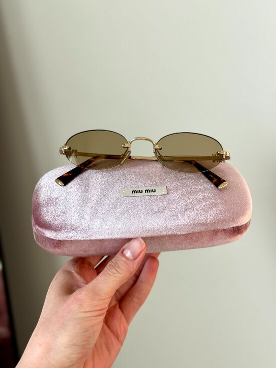 Miu Miu Women Sunglasses Gold Yellow Oval MUA54S ZVN10R NEW AUTHENTIC main image 14